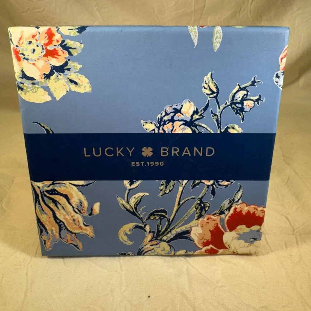 Lucky Brand Fearless Floral Box Silver-Tone Dangle Earrings NWB - Picture 2 of 4